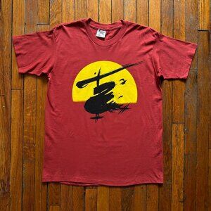 American Vintage Maroon Tee with Yellow and Black Graphic